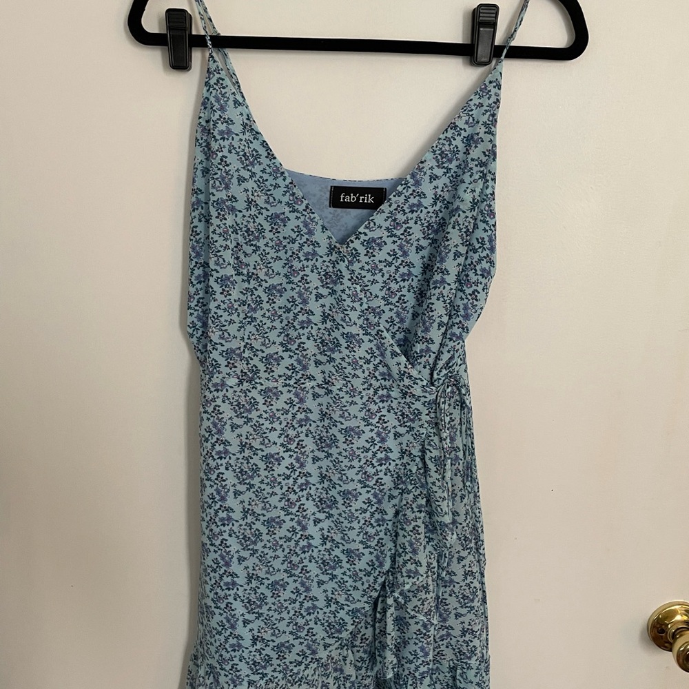 fab'rik Blue Floral Wrap Dress